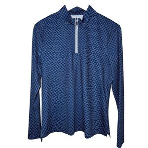 Cegolfs Golf Top Shirt Women Large Long Sleeve Blue Quarter Zip Pickleball UPF